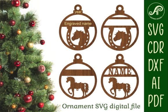 Download Horse Christmas Ornaments, 2 Designs SVG - Ornaments Collection
