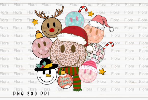 Download Smiley Face Leopard Retro Christmas PNG - Retro christmas png Collection