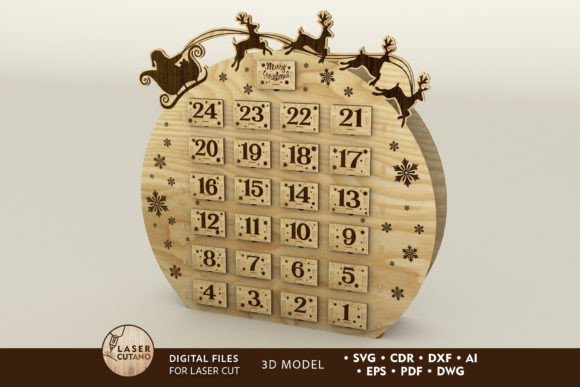 Download DECORATIVE ADVENT CALENDAR, Wood Cut - Decor Collection