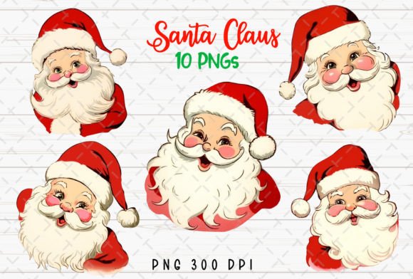 Download Santa Claus Face Retro Christmas PNG - Retro christmas png Collection