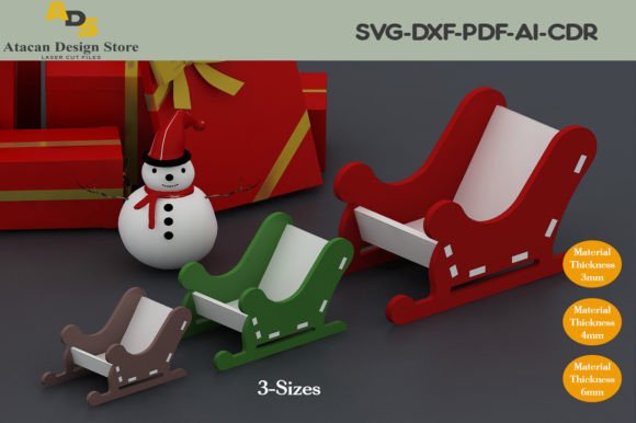 Download Deer with Sleigh Laser Christmas Decor - Decor Collection