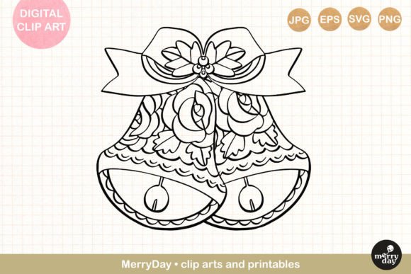 Download Decorative Bells Ornament Line Art - Decor Collection