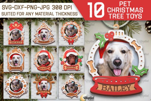 Download Pets Christmas Ornaments LaserCut Bundle - Ornaments Collection